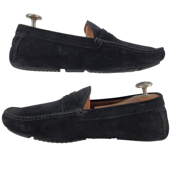 Aquatalia Italy Black Suede Weatherproof Driving Loafers Mens 11.5 Dress Shoes - Picture 11 of 13